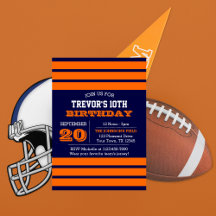 Orange and Navy Blue Team Anniversaire Invitation