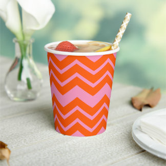 Orange and Pink Chevron Pattern Design Pappbecher