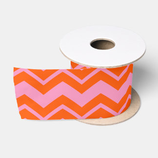 Orange and Pink Chevron Pattern Design Satinband