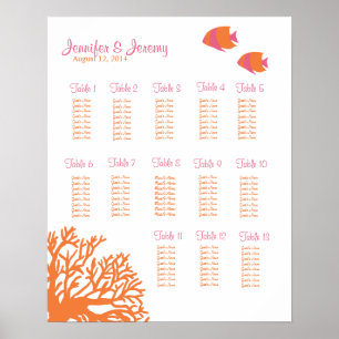Orange and Pink Tropical Fish Seating Chart Poster