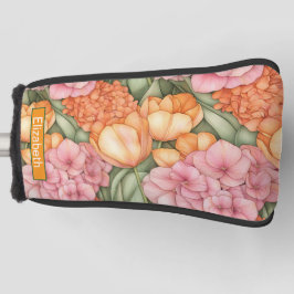 Orange and Pink Tulip Flowers Personalized Golf Headcover