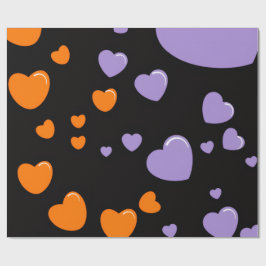 orange and purple heart pattern geschenkpapier