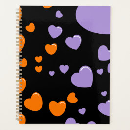 orange and purple hearts polka dots planer