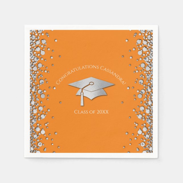 Orange and Silver Graduation Serviette (Vorderseite)