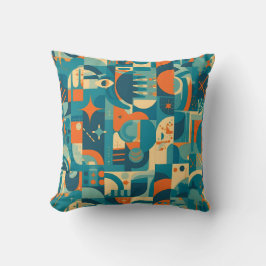 Orange and Teal Geometric Abstract Kissen