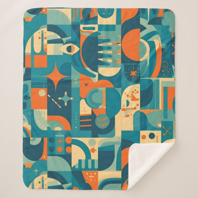 Orange and Teal Geometric Abstract Sherpadecke (Vorderseite)