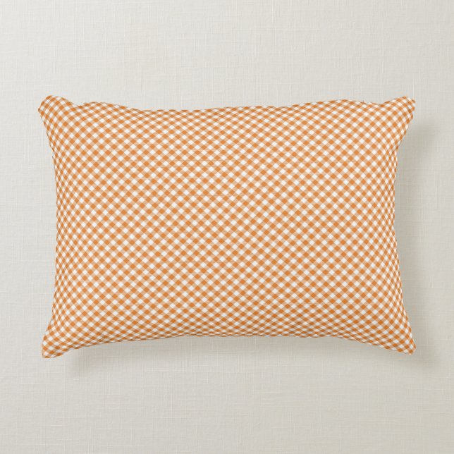 Orange and white checkered rectangular pillow dekokissen (Vorderseite)