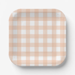 Orange and White Dainty Buffalo Check Pappteller