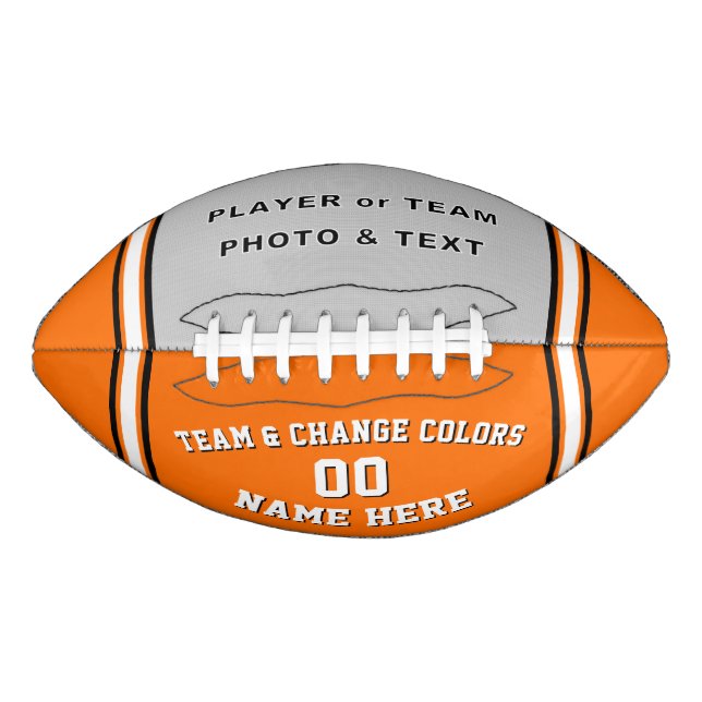 Orange and White Football with Foto, Personalized (Vorderseite)