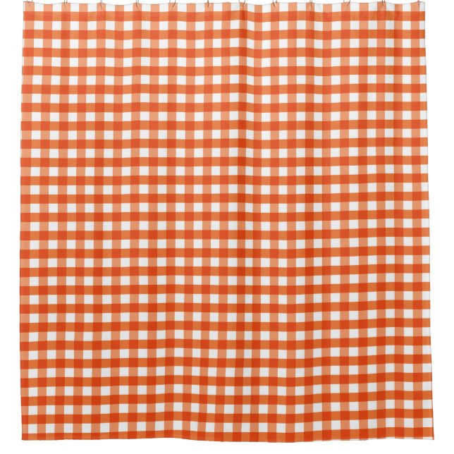 Orange and White Gingham Pattern Duschvorhang (Vorderseite)