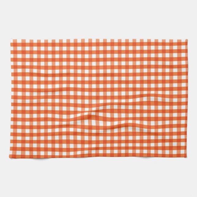 Orange and White Gingham Pattern Handtuch (Horizontal)