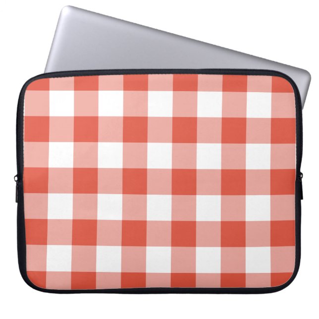 Orange and White Gingham Pattern Laptopschutzhülle (Vorderseite)