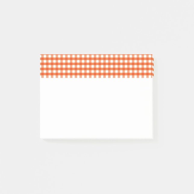 Orange and White Gingham Pattern Post-it Klebezettel (Vorderseite)