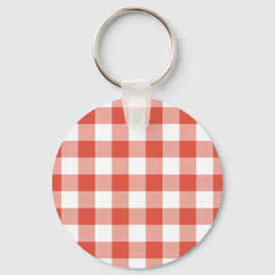 Orange and White Gingham Pattern Schlüsselanhänger