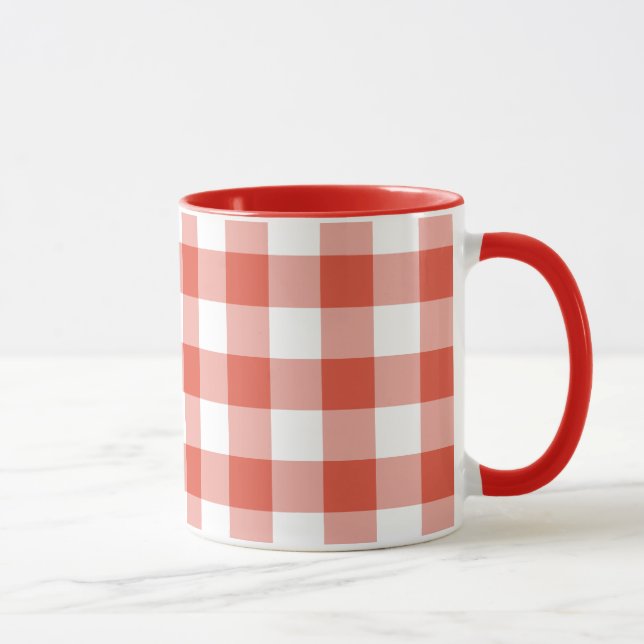 Orange and White Gingham Pattern Tasse (Rechts)