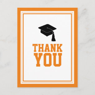 Orange and White Graduation Party Danke Postkarte
