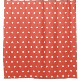 Orange and White Polka Dots Duschvorhang