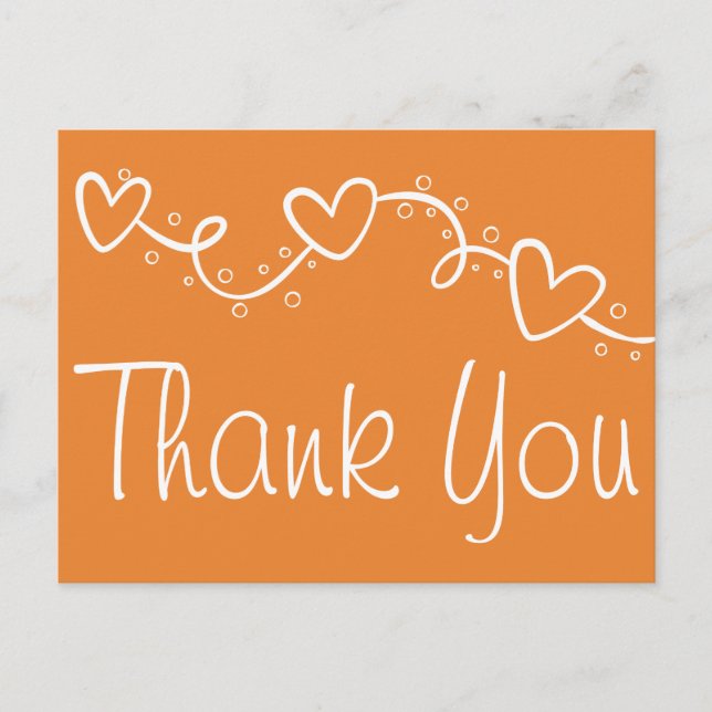 Orange and White Vielen Dank Herz Hochzeit im Herb Postkarte (Vorderseite)