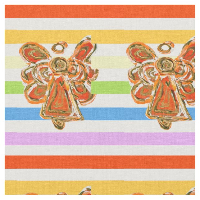 Orange Angel Rainbow Strickstoff Kunststoffe Stoff (Nahaufnahme)