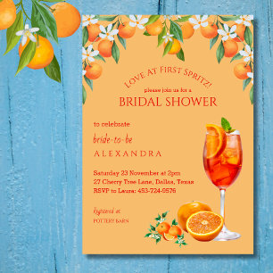 Orange Aperol Liebe im First Spritz Brautparty Einladung