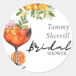 Orange Aperol Spritz Coctail Brautparty Runder Aufkleber