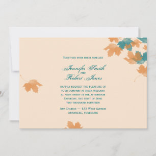 Orange Aqua Herbstmapelleaf Einladung zur Hochzeit