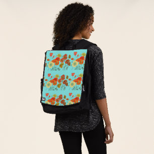 Orange Aqua Poppe Blumenmoor Aquarellrücklage Rucksack