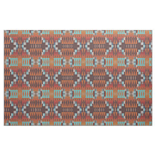 Orange Aquamarin Blue Türkise Brown Red Ethnic Loo Stoff