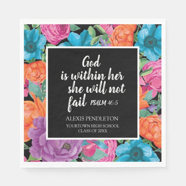 Orange Aquamarin floraler Christlicher Abschluss K Serviette (Vorderseite)