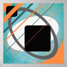 Orange Aquamarin Geometric Leinwand Design AP0011