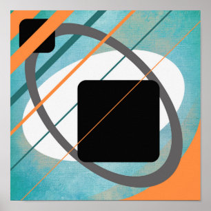 Orange Aquamarin Geometric Leinwand Design AP0011  Poster