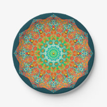 Orange Aquamarin Kaleidoskop Paper Party Teller