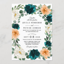 Orange Aquamarin Türkis Blau Elegante Hochzeit der Einladung