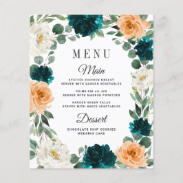 Orange Aquamarin Türkis Blue Boho Wedding Menu Car