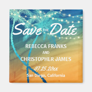 Orange aquamarine blaue Hochzeit   tropisch Save Magnet