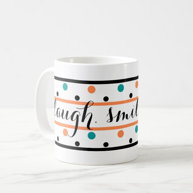 Orange Aquamarine grüne Polka-Punkte-Zitat Kaffeetasse (Vorderseite Links)