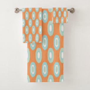 Orange Aquamarine Pattern Badetuch Set