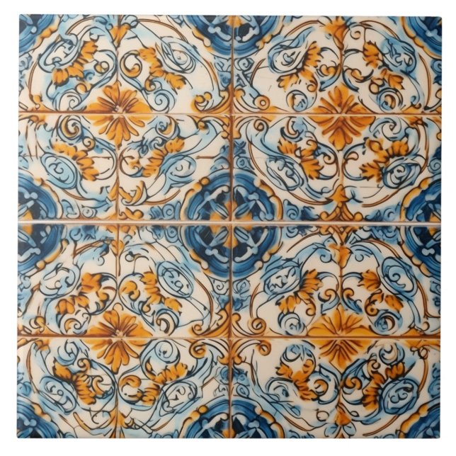 Orange Aquamarine portugiesische Fliesen für zeitl (Vorderseite)