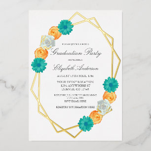 Orange Aquamariner, geometrischer Abschluss Folieneinladung