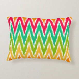 Orange aquamariner Ikat Zickzack Zickzack Stripes Zierkissen