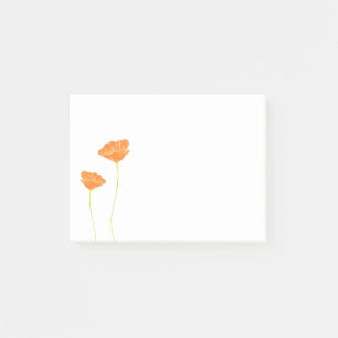 Orange Aquarell-Kalifornien-Mohnblumen Post-it Klebezettel