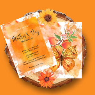 Orange Aquarelle Fête des Mères Brunch Invitation