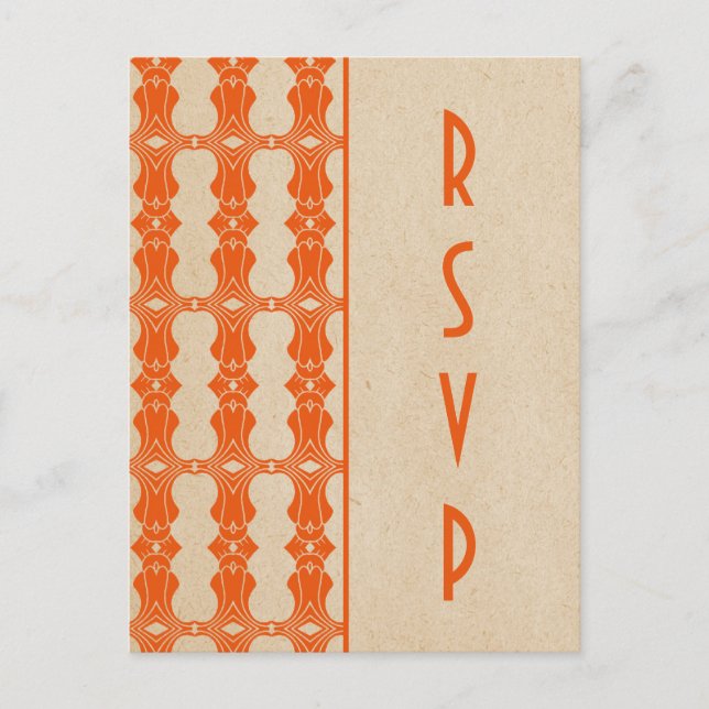 Orange Art Deco Border UAWG Postkarte (Vorderseite)
