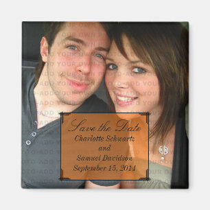 Orange Art Deco Frame speichern das Datumsfenster Magnet