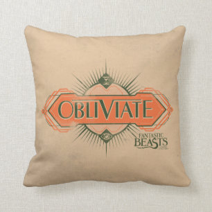 Orange Art Deco Obliviate Zaubergraphie Kissen