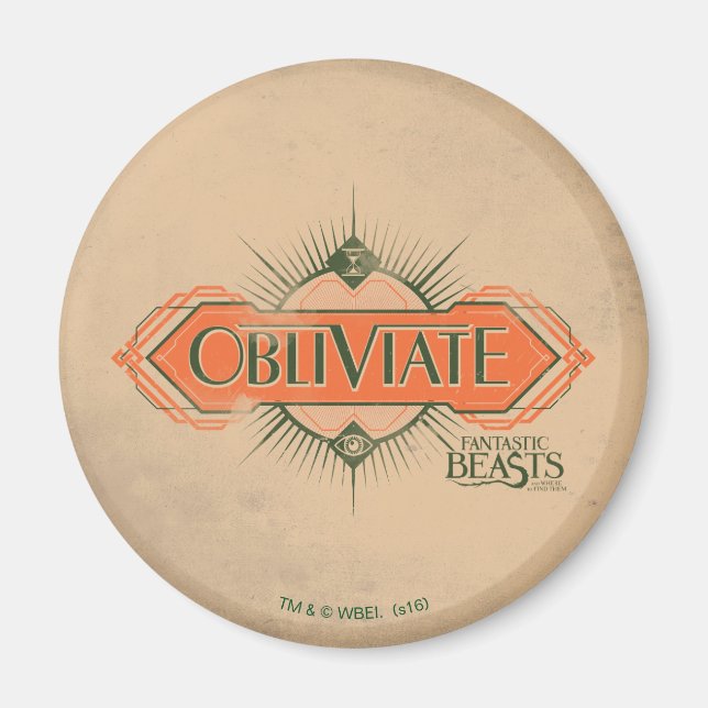 Orange Art Deco Obliviate Zaubergraphie Magnet (Vorne)
