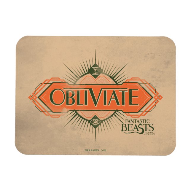 Orange Art Deco Obliviate Zaubergraphie Magnet (Horizontal)