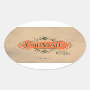 Orange Art Deco Obliviate Zaubergraphie Ovaler Aufkleber