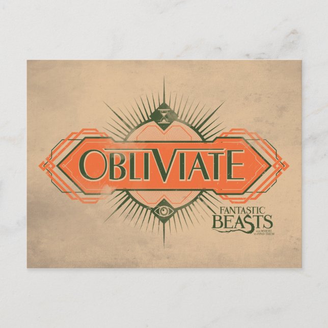 Orange Art Deco Obliviate Zaubergraphie Postkarte (Vorderseite)