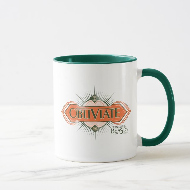 Orange Art Deco Obliviate Zaubergraphie Tasse (Rechts)